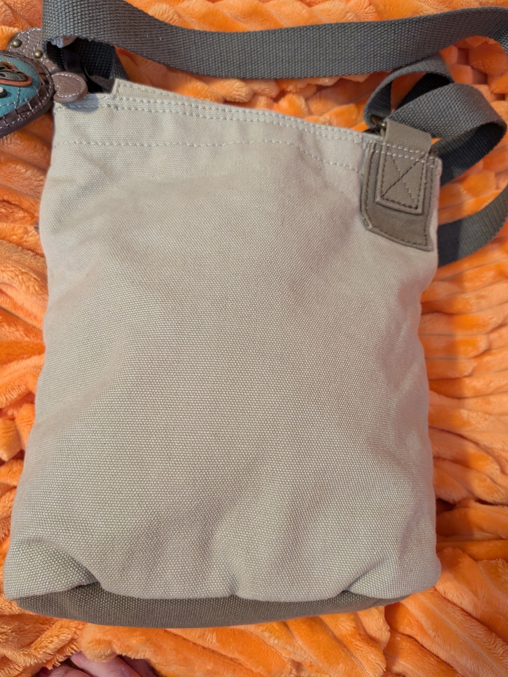 Chala Beige and Brown Crossbody Shoulder Bag with Turtle Charm - Picture 7 of 8